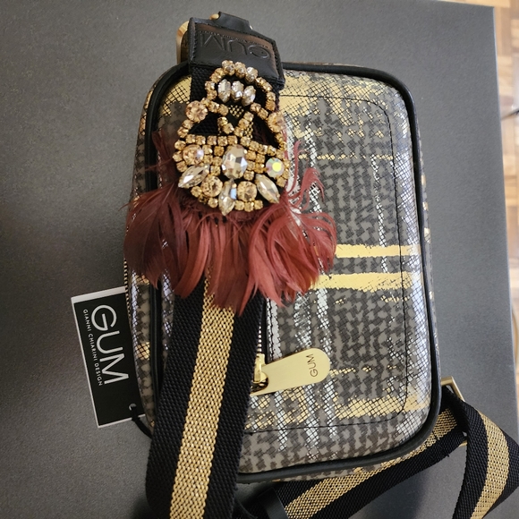 GUM DESIGN Grey Cross-body bag removable shoulder strap golden skull jew… - Picture 8 of 9